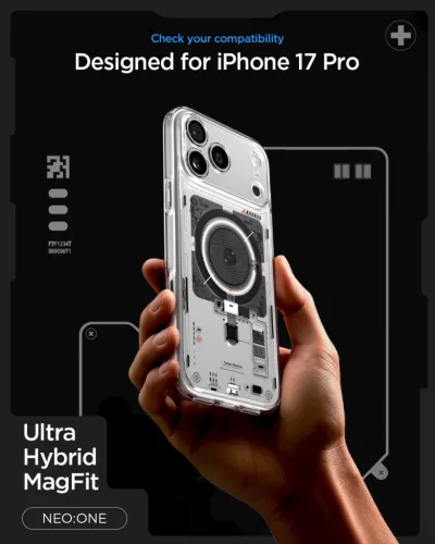 Spigen Ultra Hybrid MagFit Apple iPhone 17 Pro Max tok, MagSafe, Neo One, átlátszó