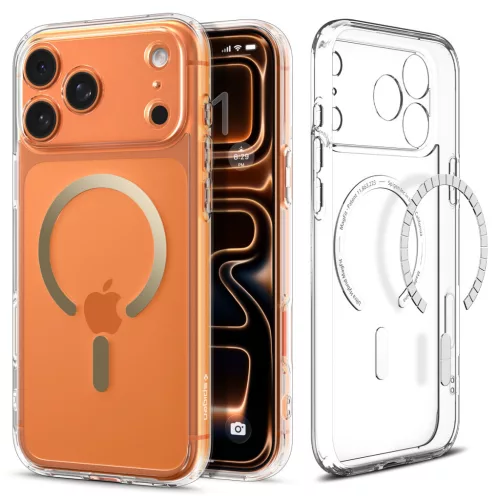 Spigen Ultra Hybrid MagFit Apple iPhone 17 Pro Max tok, MagSafe, Clear Gold, átlátszó-arany