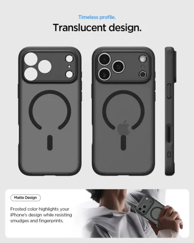 Spigen Ultra Hybrid MagFit Apple iPhone 17 Pro tok, MagSafe, Frost Black, fekete