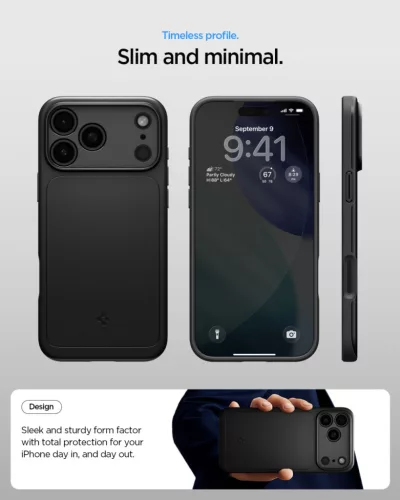 Spigen Thin fit Magfit Apple iPhone 17 Pro tok, MagSafe, Black, fekete