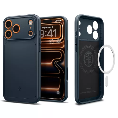 Spigen Thin fit Magfit Apple iPhone 17 Pro Max tok, MagSafe, Metal Slate, kék