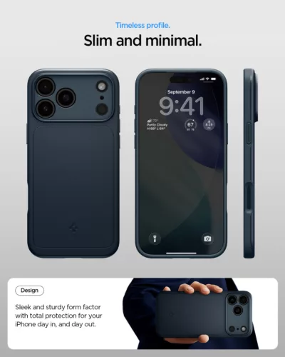 Spigen Thin fit Magfit Apple iPhone 17 Pro Max tok, MagSafe, Metal Slate, kék