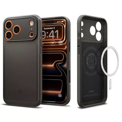 Spigen Thin fit Magfit Apple iPhone 17 Pro Max tok, MagSafe, Gunmetal, szürke