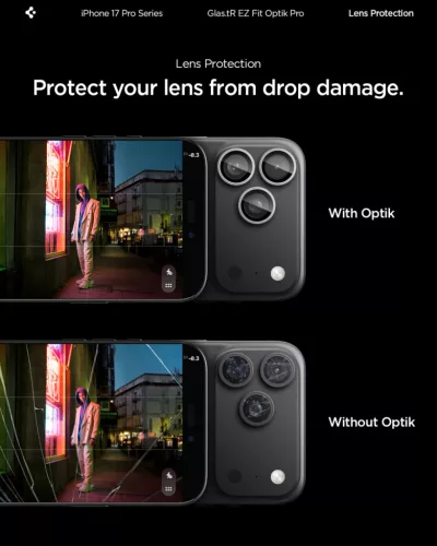 Spigen Glas.tR EZ Fit Optik Pro Apple iPhone 17 Pro / 17 Pro Max / 16 Pro / 16 Pro Max / 15 Pro / 15 Pro Max / 14 Pro / 14 Pro Max, Tempered kameralencse-védő fólia felhelyező kerettel, ezüst (2db)