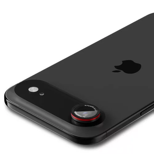 Spigen Glas.tR EZ Fit Optik Pro L-Series Apple iPhone Air (2025) Tempered kameralencse-védő fólia felhelyező kerettel, fekete-piros (2db)