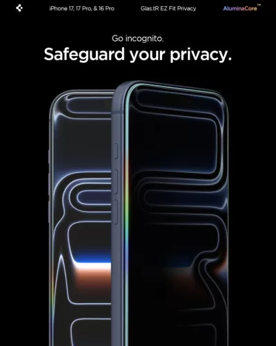 Spigen Glas.tR EZ Fit Privacy Apple iPhone Air (2025) tempered kijelzővédő fólia felhelyező kerettel