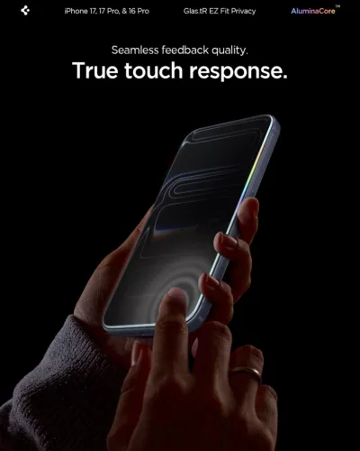 Spigen Glas.tR EZ Fit Privacy Apple iPhone Air (2025) tempered kijelzővédő fólia felhelyező kerettel