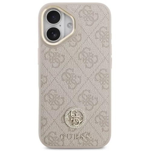 Guess 4G Strass Logo Apple iPhone 17 MagSafe tok kameravédő peremmel, rózsaszín-arany