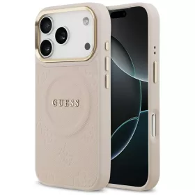   Guess Peony Hot Stamp Apple iPhone 17 Pro MagSafe tok kameravédő peremmel, rózsaszín-arany