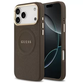   Guess Peony Hot Stamp Apple iPhone 17 Pro Max MagSafe tok kameravédő peremmel, barna-arany