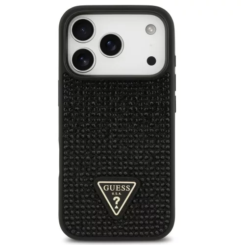 Guess Rhinestone Triangle Apple iPhone 17 Pro Max hátlap tok, fekete
