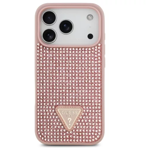 Guess Rhinestone Triangle Apple iPhone 17 Pro hátlap tok, rózsaszín