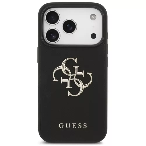 Guess Grained Big 4G & Classic Logo Apple iPhone 17 Pro hátlap tok, fekete