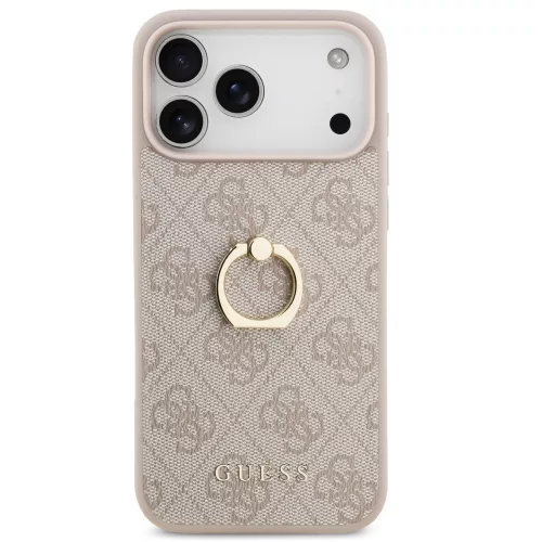 Guess 4G Ring Stand Apple iPhone 17 Pro Max tok, gyűrű alakú tartóval, rózsaszín