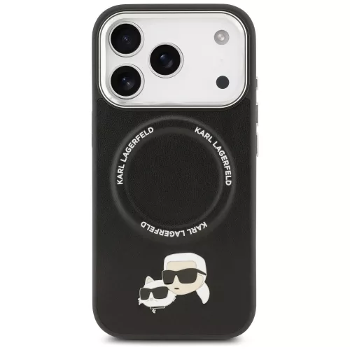 Karl Lagerfeld Karl & Choupette Pins Apple iPhone 17 Pro MagSafe kompatibilis hátlap tok, fekete