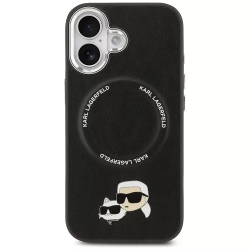 Karl Lagerfeld Karl & Choupette Pins Apple iPhone 17 MagSafe kompatibilis hátlap tok, fekete