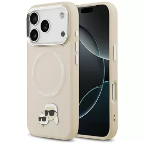  Karl Lagerfeld Karl & Choupette Pins Apple iPhone 17 Pro MagSafe kompatibilis hátlap tok, bézs