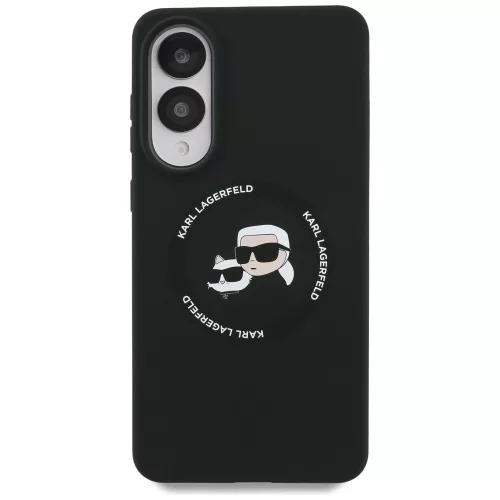 Karl Lagerfeld Silicone Double Heads And Circle Samsung Galaxy S25 Edge MagSafe kompatibilis hátlap tok, fekete