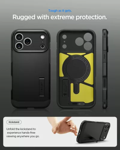 Spigen Tough Armor MagFit Apple iPhone 17 Pro Max tok, MagSafe, Gunmetal, szürke