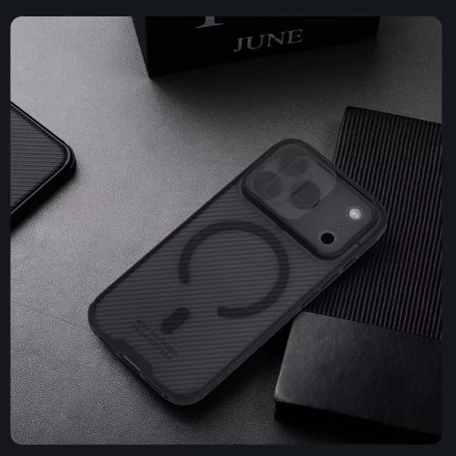 Nillkin CamShield Pro Magnetic Apple iPhone 17 mágneses műanyag hátlap tok, átlátszó-fekete
