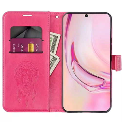 Mezzo Book Xiaomi Redmi 15C 4G / 15C 5G kinyitható tok kártyatartóval, álomfogó minta, magenta