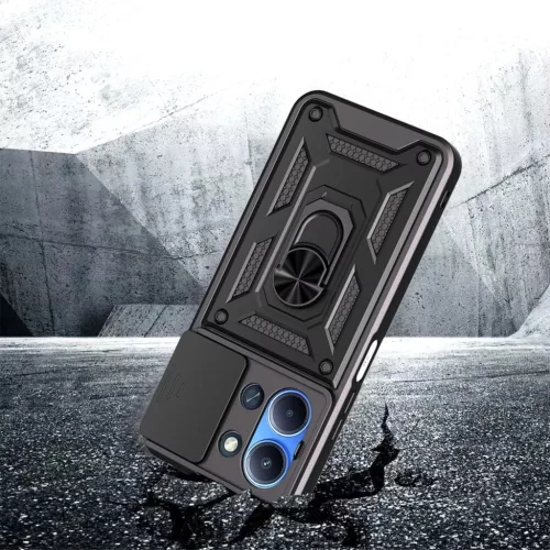 Tech-Protect Camshield Pro Xiaomi Redmi 15C 4G (171,6) strapabíró tok kameravédelemmel, kitámasztóval, fekete