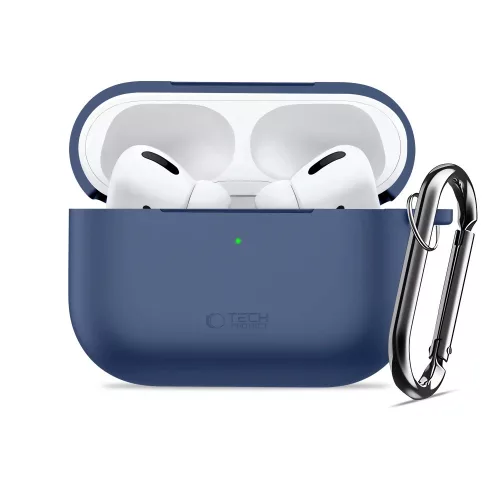 Tech-Protect AirPods Pro 3 szilikon tok, karabinerrel, kék