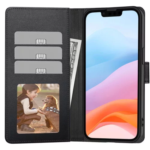 Tech-Protect Wallet Samsung Galaxy A17 flip / kinyitható tok kártyatartóval, fekete