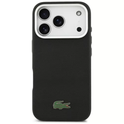 Lacoste Iconic Petit Pique Metal Logo Apple iPhone 17 Pro MagSafe tok kameravédő peremmel, fekete