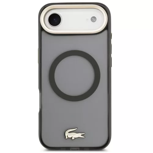 Lacoste PC/TPU Frosted Finish Gold Logo Apple iPhone Air (2025) MagSafe tok kameravédő peremmel, fekete-arany