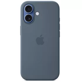 Apple iPhone 17 gyári szilikon tok, MagSafe, acélkék