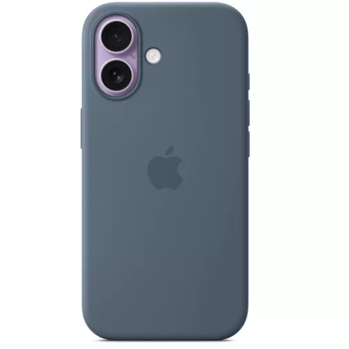Apple iPhone 17 gyári szilikon tok, MagSafe, acélkék