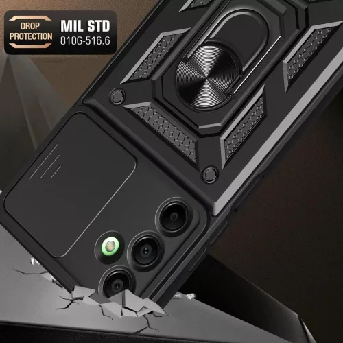 Tech-Protect Camshield Pro Xiaomi Redmi 15 4G / Redmi 15 5G strapabíró tok kameravédelemmel, kitámasztóval, fekete