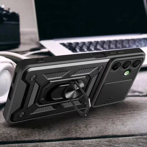 Tech-Protect Camshield Pro Samsung Galaxy A56 strapabíró tok kameravédelemmel, kitámasztóval, fekete