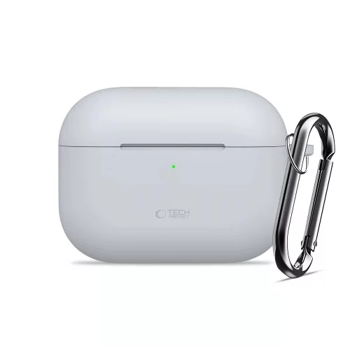 Tech-Protect AirPods Pro 3 szilikon tok, karabinerrel, szürke