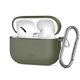   Tech-Protect AirPods Pro 3 szilikon tok, karabinerrel, sötétzöld