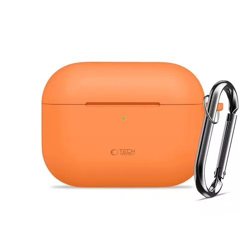 Tech-Protect AirPods Pro 3 szilikon tok, karabinerrel, narancs