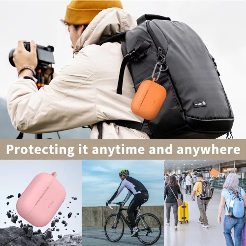 Tech-Protect AirPods Pro 3 szilikon tok, karabinerrel, narancs