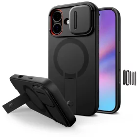   Tech-Protect Kevlar Aura Apple iPhone 17 MagSafe tok kameravédelemmel, kitámasztóval, fekete-narancs