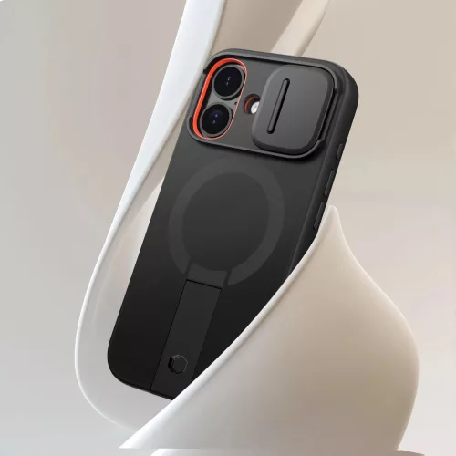Tech-Protect Kevlar Aura Apple iPhone 17 MagSafe tok kameravédelemmel, kitámasztóval, fekete-narancs