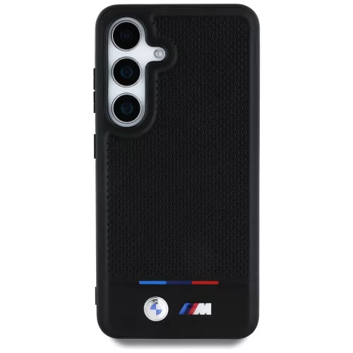 BMW Leather Tricolor Stripe Samsung Galaxy S25 MagSafe hátlap tok, fekete