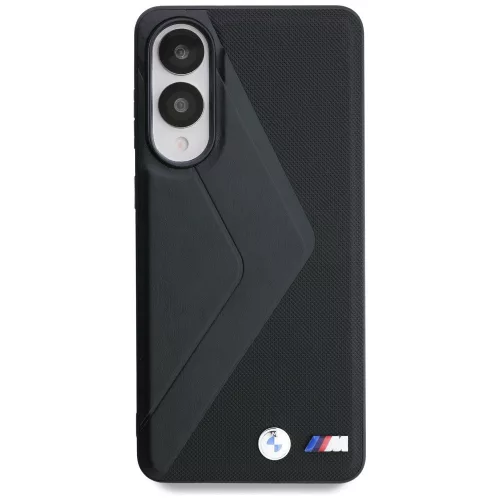 BMW Leather Oversized Stripes Samsung Galaxy S25 Edge bőr MagSafe hátlap tok, fekete