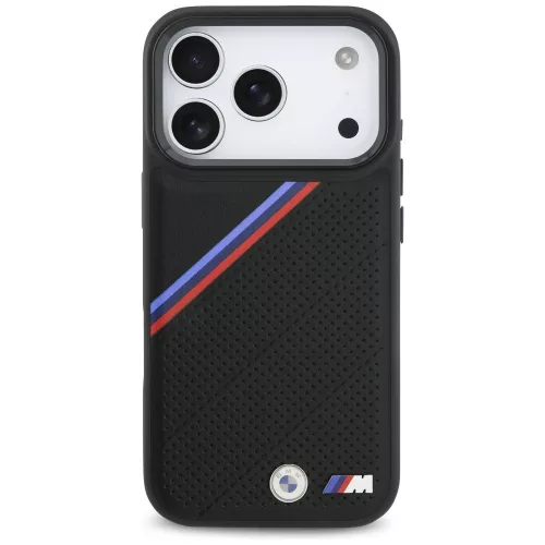 BMW M Tricolor Metal Logo Apple iPhone 17 Pro MagSafe hátlap tok, fekete