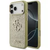 Guess Fixed Glitter Big 4G Metal Frame Apple iPhone 17 Pro csillámos hátlap tok, arany