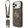 Guess 4G Big 4G Classic Logo Big Strap Metal Buttons Apple iPhone 17 Pro hátlap tok univerzális pánttal, barna-arany
