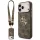 Guess 4G Big 4G Classic Logo Big Strap Metal Buttons Apple iPhone 17 Pro hátlap tok univerzális pánttal, barna-arany
