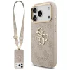 Guess 4G Big 4G Classic Logo Big Strap Metal Buttons Apple iPhone 17 Pro hátlap tok univerzális pánttal, rózsaszín-arany