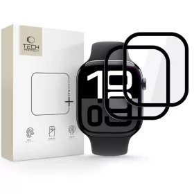   Tech-Protect Glass Flex+ Apple Watch 11 / Watch 10 46mm kijelzővédő fólia, fekete (2db)