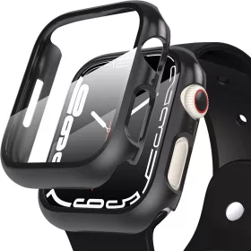   Tech-Protect Defense360 Apple Watch 7 / 8 / 9 (45mm) ütésálló tok, kijelzővédő felülettel, fekete