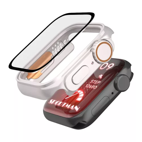 Tech-Protect Defense360 Apple Watch 4 / 5 / 6 / SE / SE2 / SE3 (44mm) ütésálló tok, kijelzővédő felülettel, titanium-narancs
